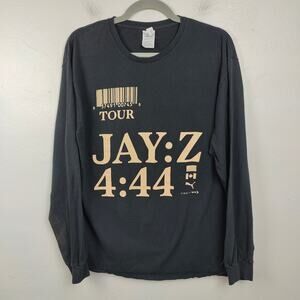 Jay Z 4:44 Concert Tour Graphic T-Shirt Mens Large Black Long‎ Sleeve FLAW